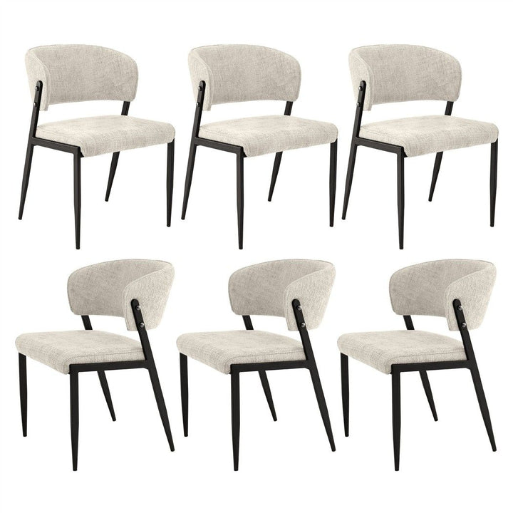 Artiss Linen Fabric Kitchen Dining Chairs Curved (Set of 6) Cream