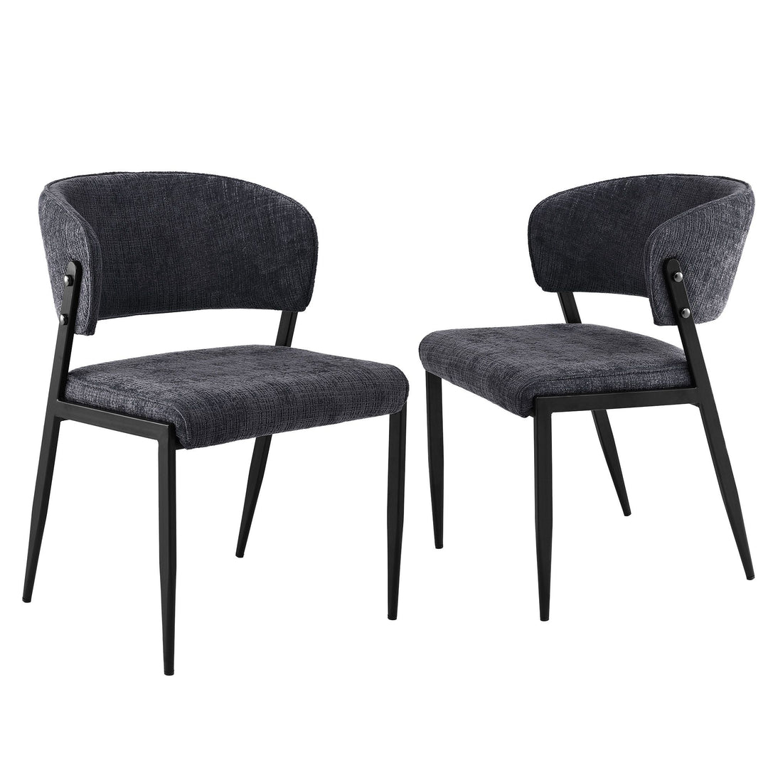 Artiss Linen Fabric Kitchen Dining Chairs Curved (Set of 2) Charcoal