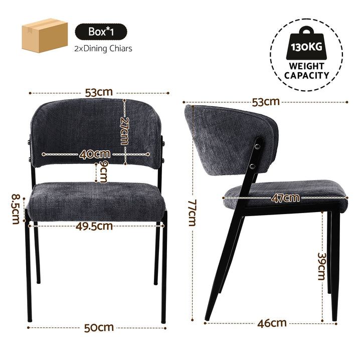 Artiss Linen Fabric Kitchen Dining Chairs Curved (Set of 2) Charcoal