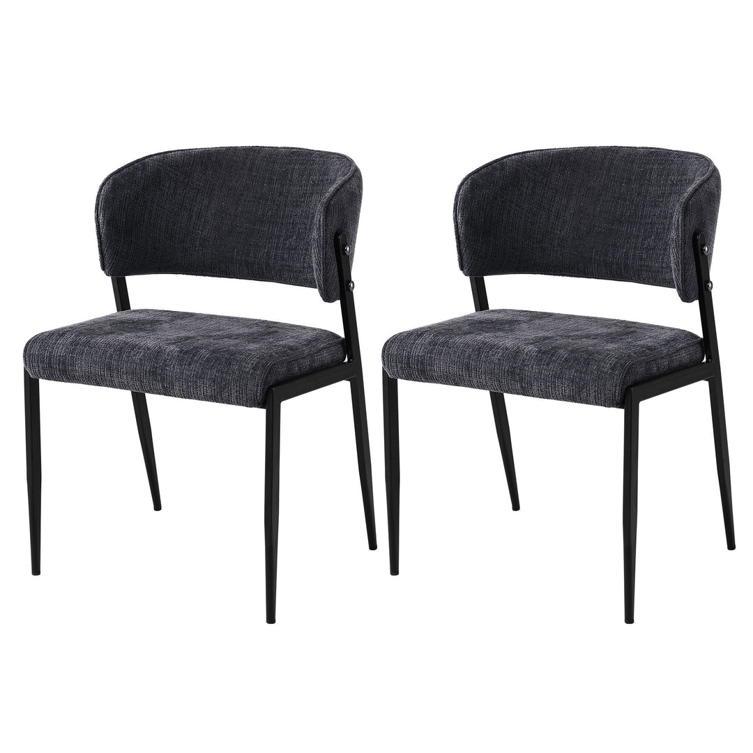 Artiss Linen Fabric Kitchen Dining Chairs Curved (Set of 2) Charcoal