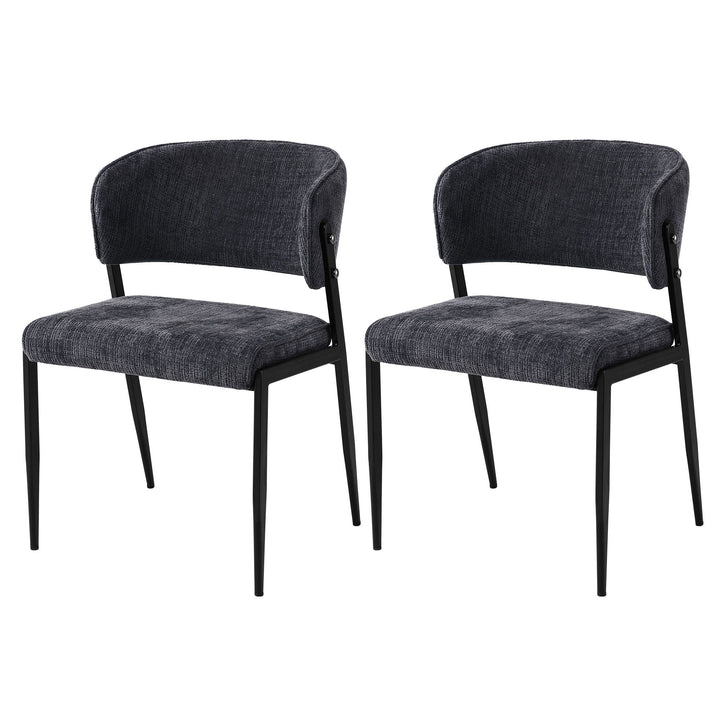 Artiss Linen Fabric Kitchen Dining Chairs Curved (Set of 2) Charcoal