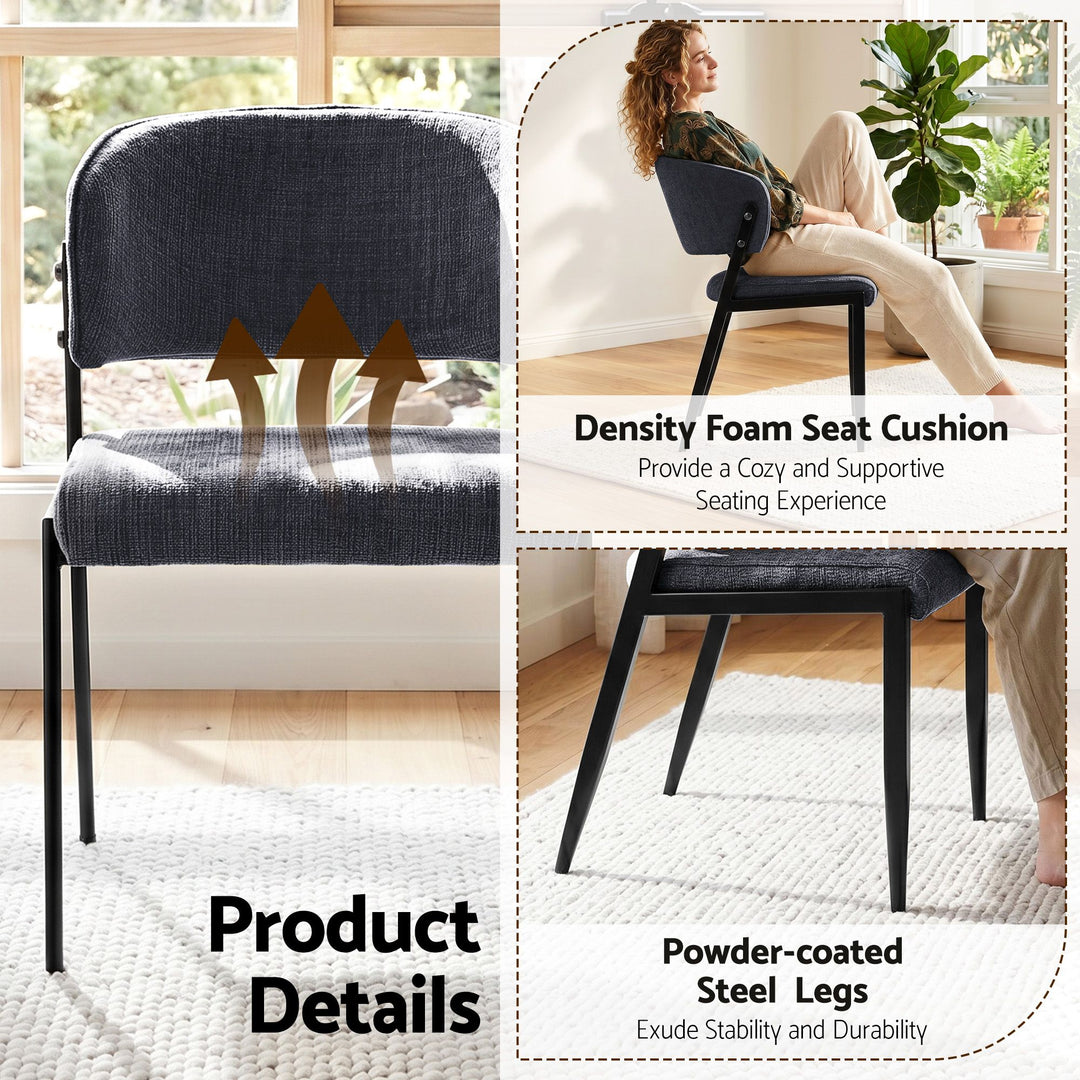 Artiss Linen Fabric Kitchen Dining Chairs Curved (Set of 2) Charcoal