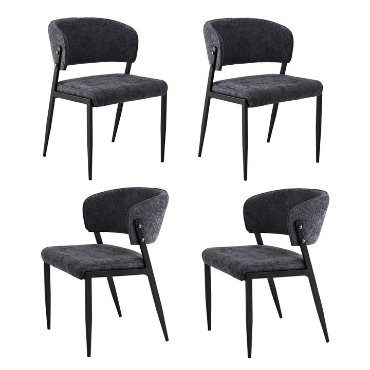 Artiss Linen Fabric Kitchen Dining Chairs Curved (Set of 4) Charcoal