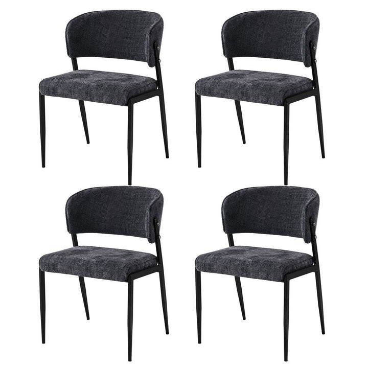 Artiss Linen Fabric Kitchen Dining Chairs Curved (Set of 4) Charcoal