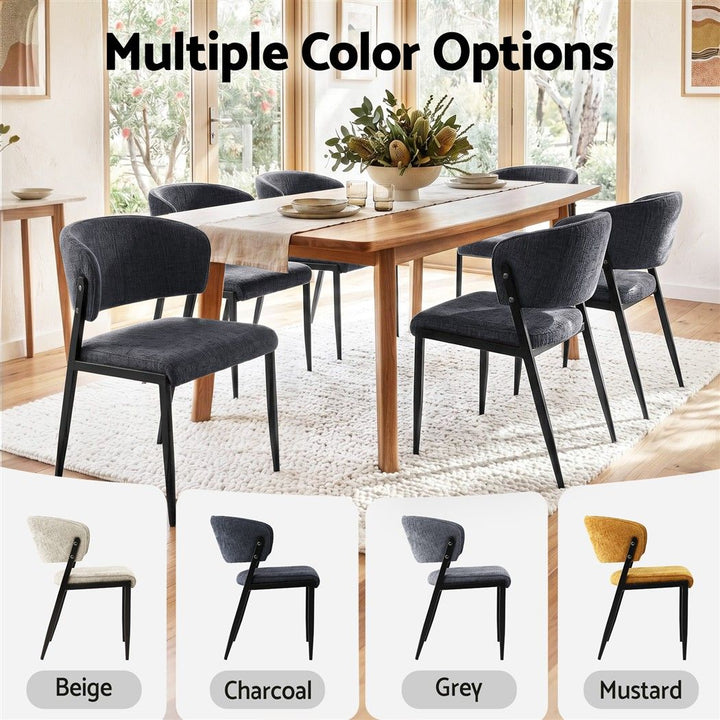 Artiss Linen Fabric Kitchen Dining Chairs Curved (Set of 4) Charcoal