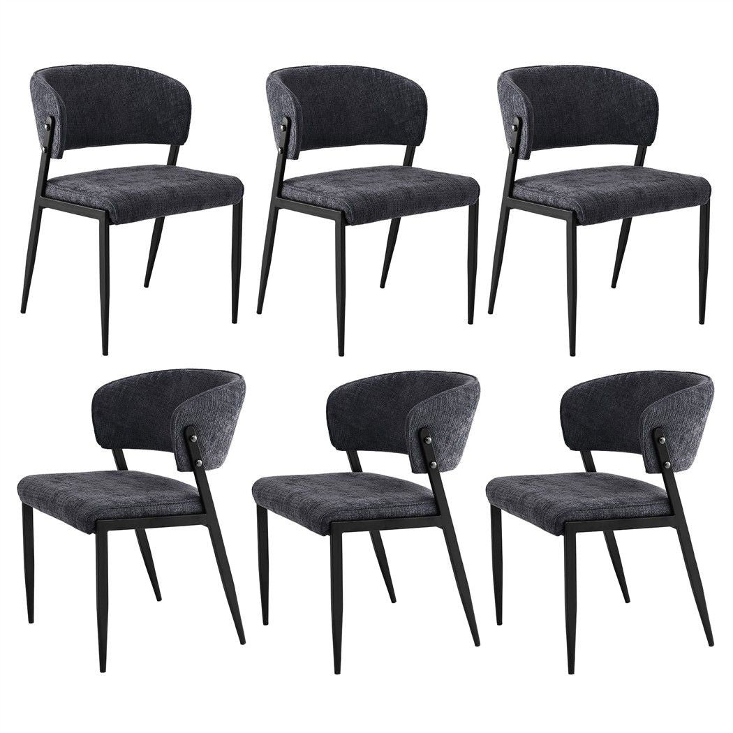 Artiss Linen Fabric Kitchen Dining Chairs Curved (Set of 6) Charcoal