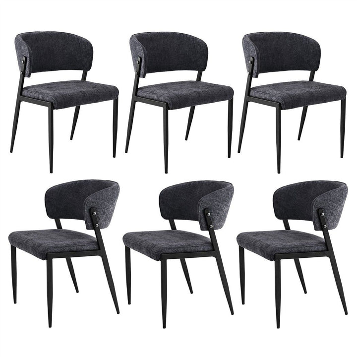 Artiss Linen Fabric Kitchen Dining Chairs Curved (Set of 6) Charcoal