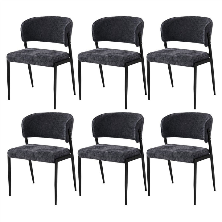 Artiss Linen Fabric Kitchen Dining Chairs Curved (Set of 6) Charcoal