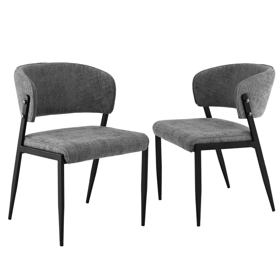 Artiss Linen Fabric Kitchen Dining Chairs Curved (Set of 2) Grey