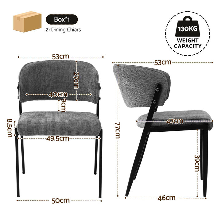 Artiss Linen Fabric Kitchen Dining Chairs Curved (Set of 2) Grey