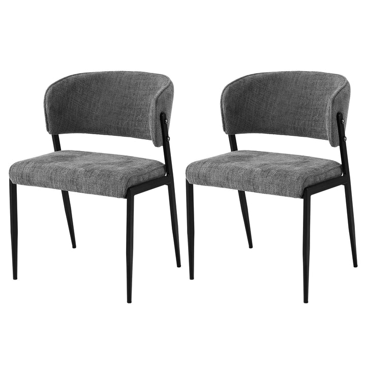 Artiss Linen Fabric Kitchen Dining Chairs Curved (Set of 2) Grey