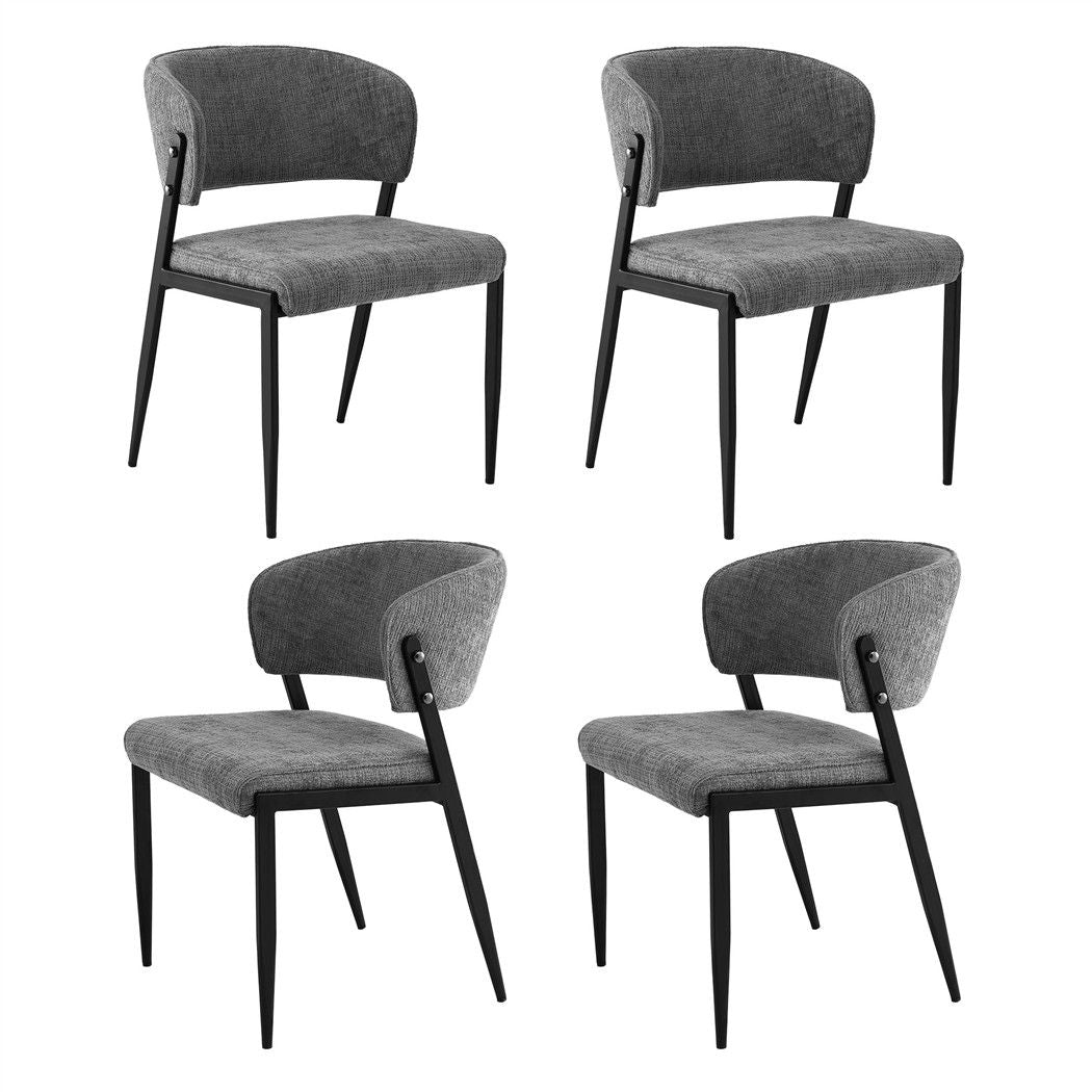 Artiss Linen Fabric Kitchen Dining Chairs Curved (Set of 4) Grey