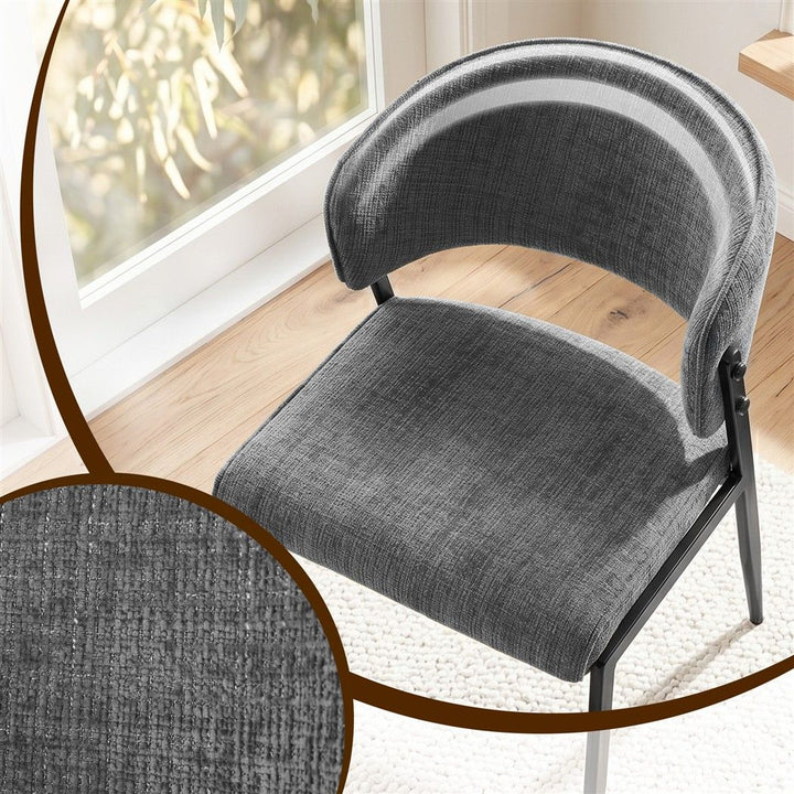 Artiss Linen Fabric Kitchen Dining Chairs Curved (Set of 4) Grey