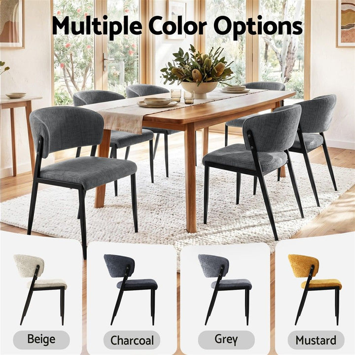 Artiss Linen Fabric Kitchen Dining Chairs Curved (Set of 4) Grey