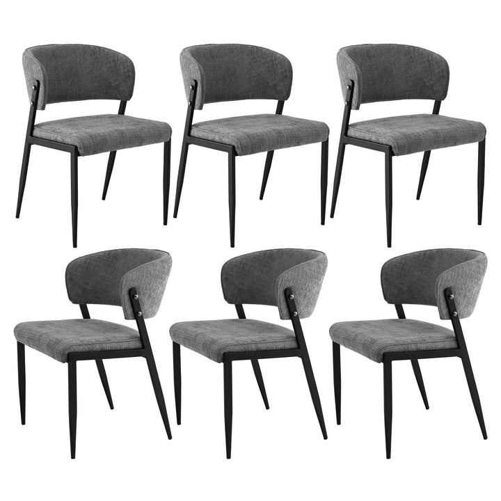 Artiss Linen Fabric Kitchen Dining Chairs Curved (Set of 6) Grey