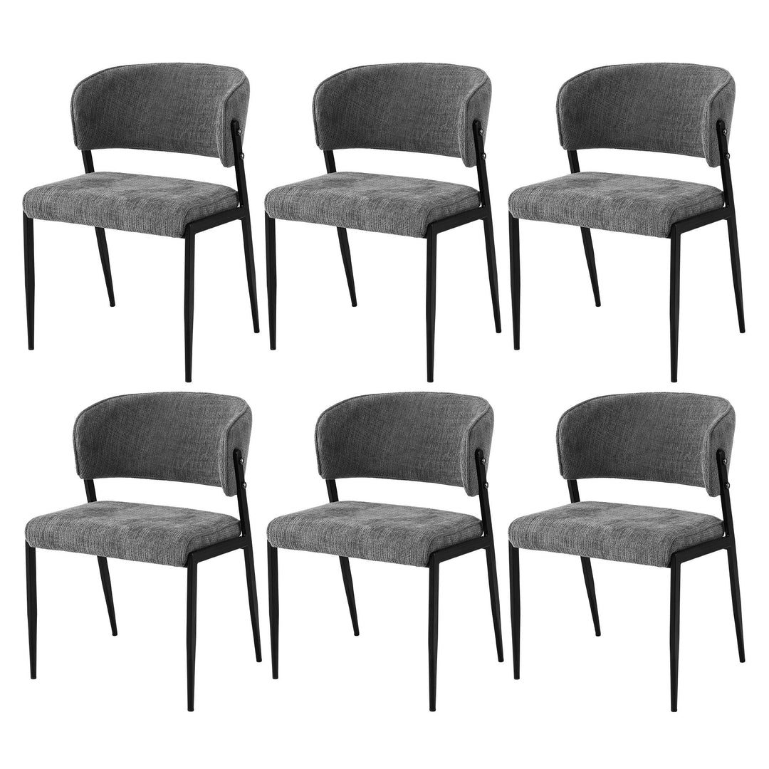 Artiss Linen Fabric Kitchen Dining Chairs Curved (Set of 6) Grey