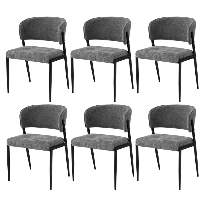 Artiss Linen Fabric Kitchen Dining Chairs Curved (Set of 6) Grey