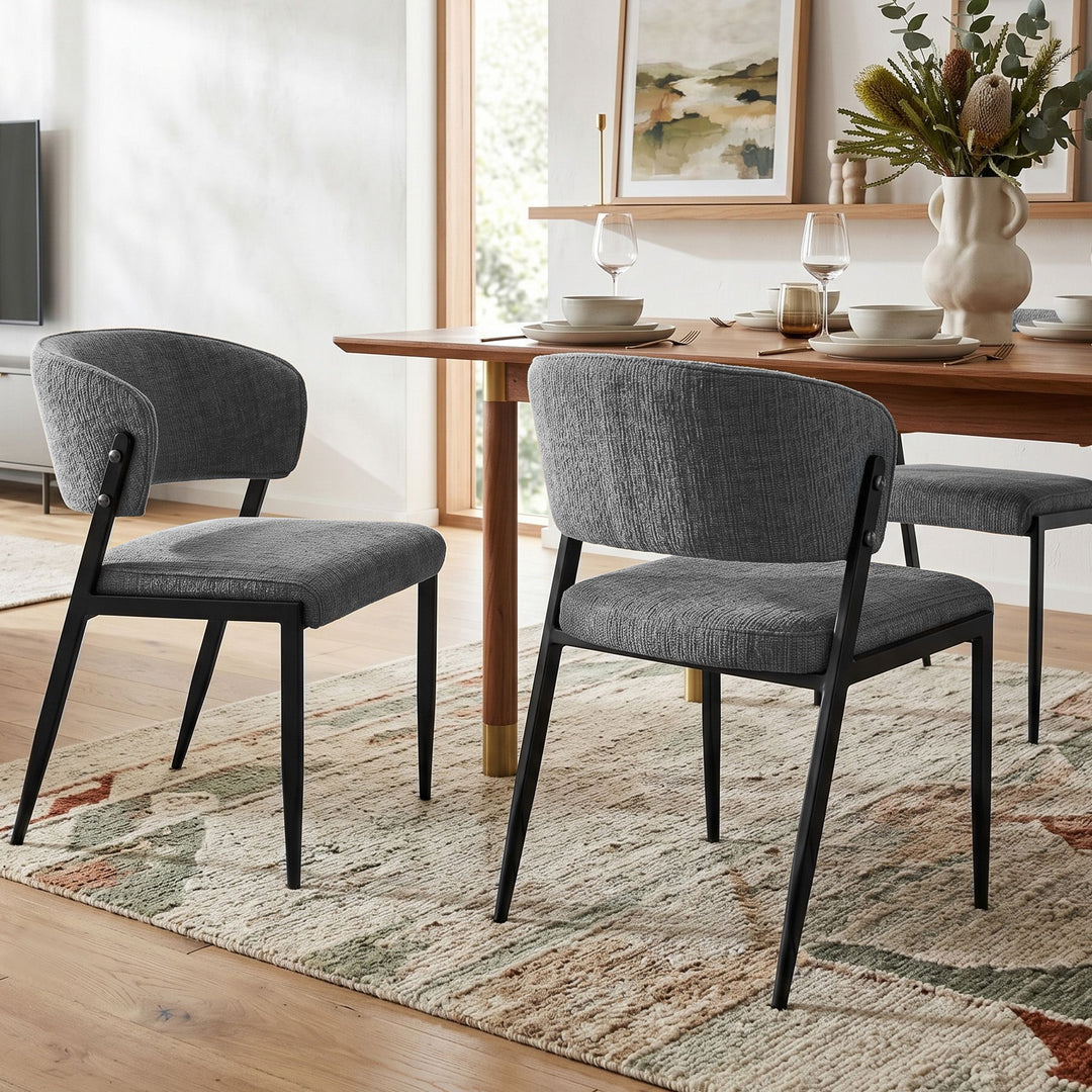 Artiss Linen Fabric Kitchen Dining Chairs Curved (Set of 6) Grey