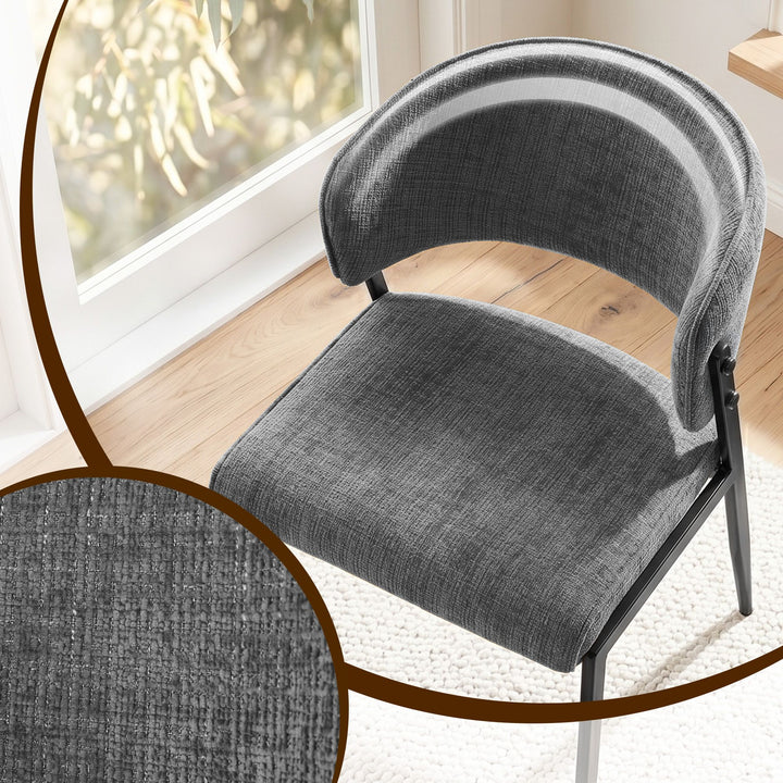 Artiss Linen Fabric Kitchen Dining Chairs Curved (Set of 6) Grey