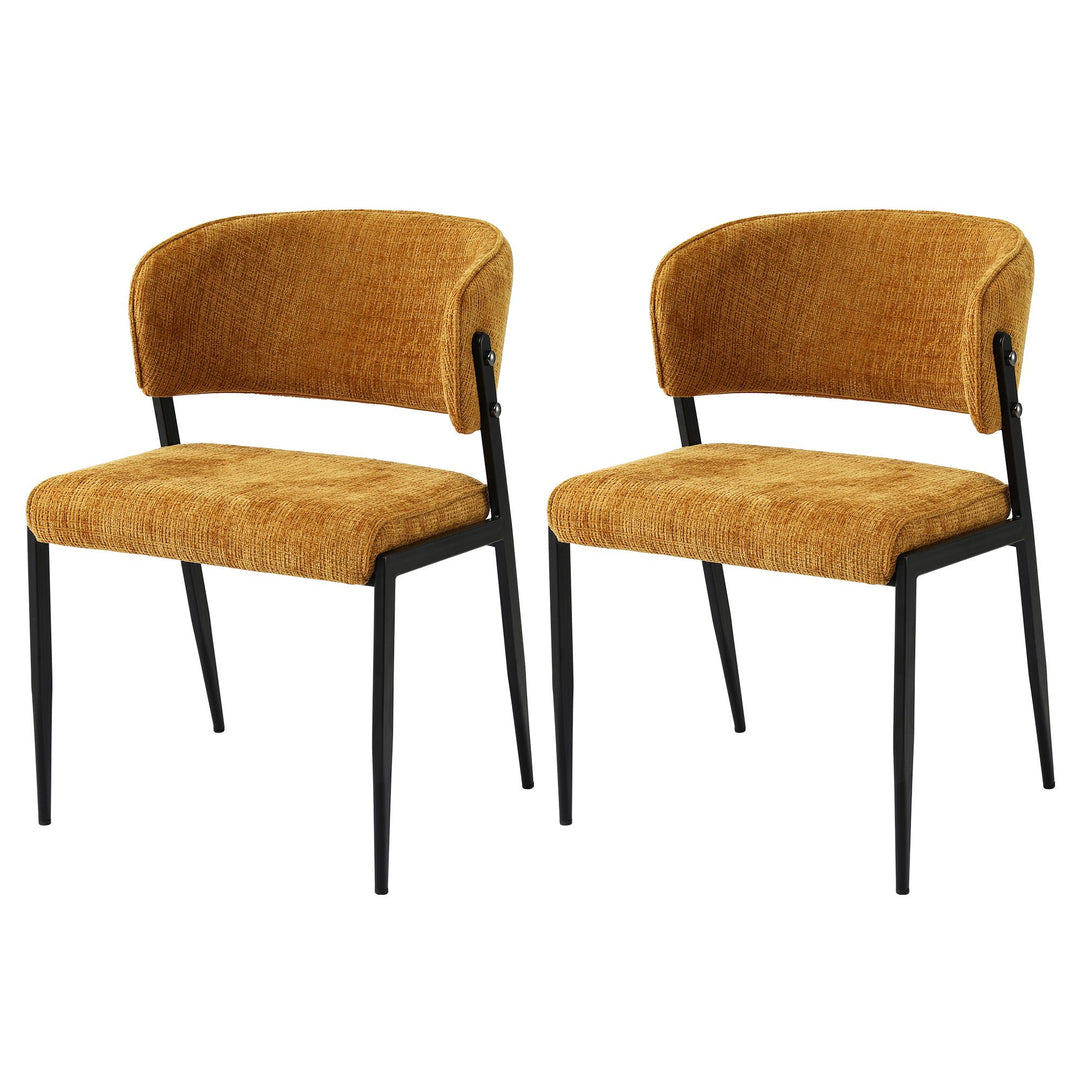 Artiss Linen Fabric Kitchen Dining Chairs Curved (Set of 2) Mustard
