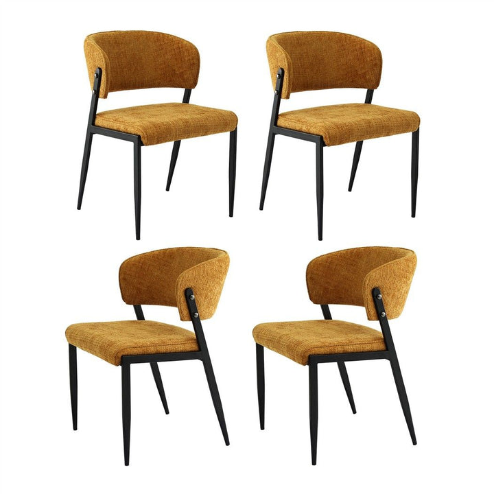 Artiss Linen Fabric Kitchen Dining Chairs Curved (Set of 4) Mustard