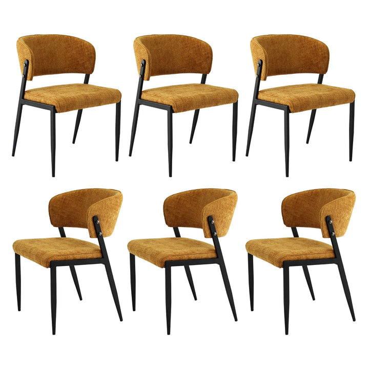 Artiss Linen Fabric Kitchen Dining Chairs Curved (Set of 6) Mustard