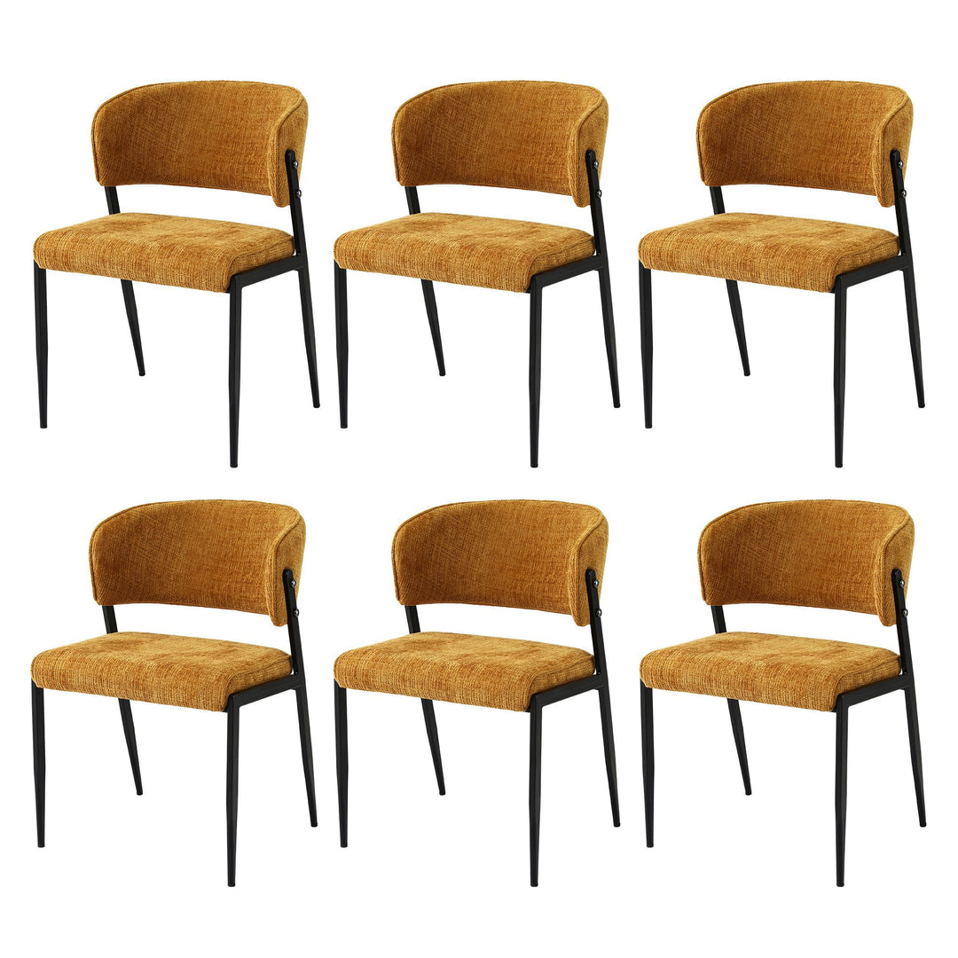 Artiss Linen Fabric Kitchen Dining Chairs Curved (Set of 6) Mustard