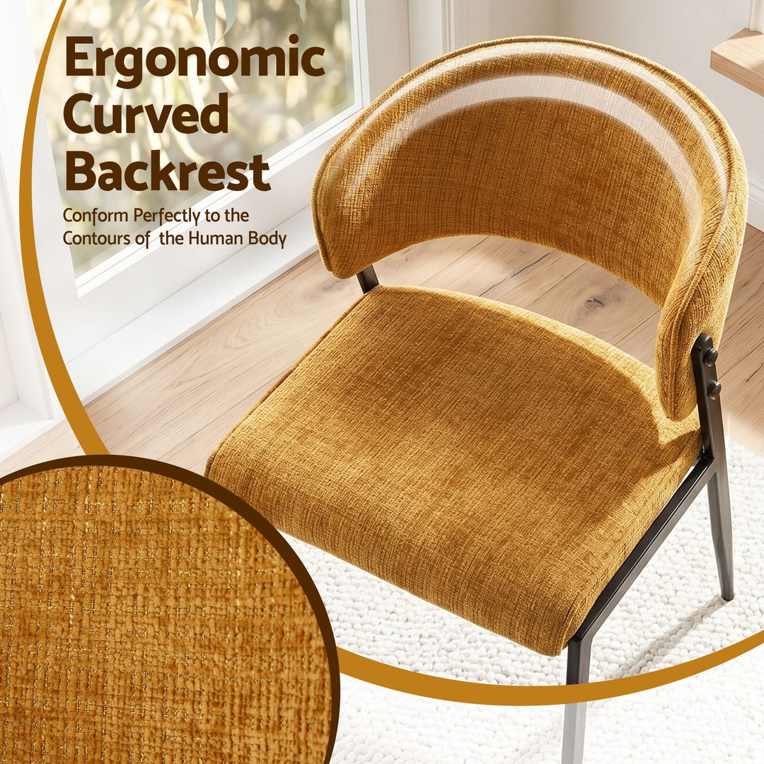 Artiss Linen Fabric Kitchen Dining Chairs Curved (Set of 6) Mustard