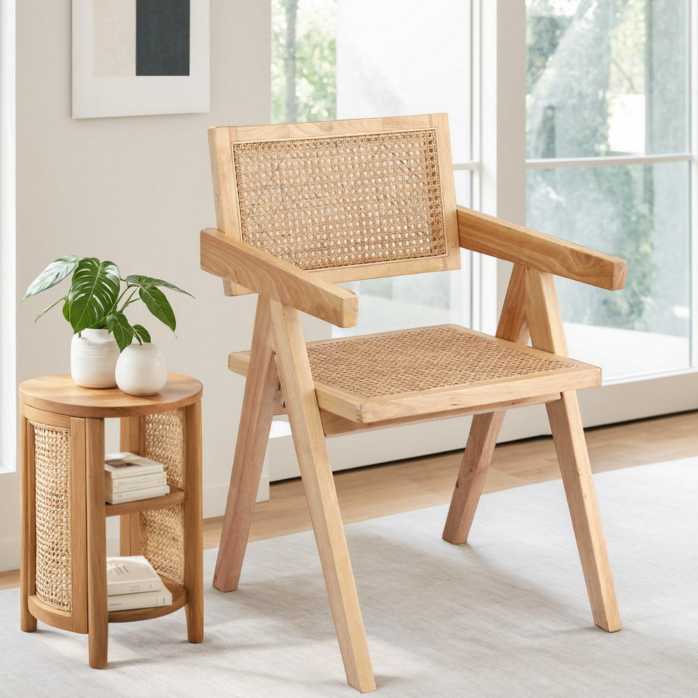 Artiss Rattan Kitchen Dining Chair Wooden Natural