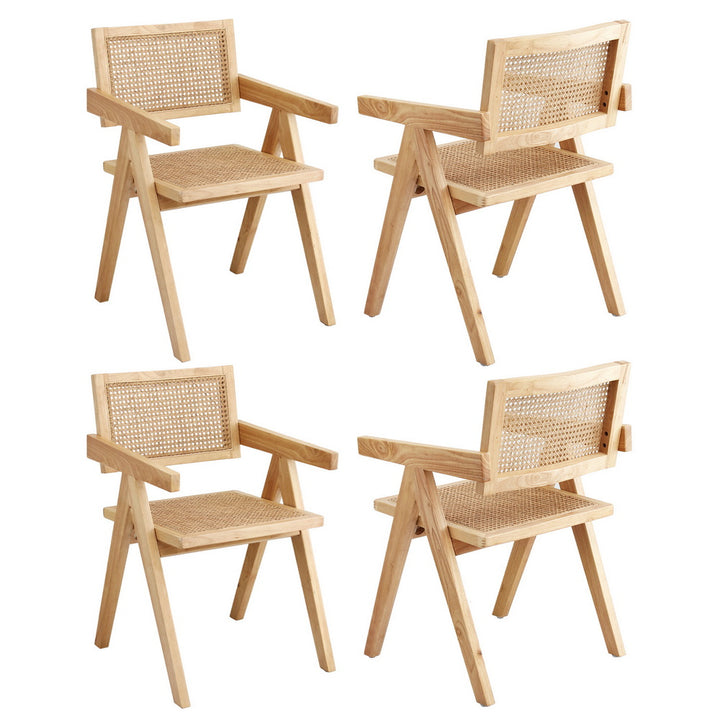 Artiss Rattan Kitchen Dining Chairs Wooden (Set of 4) Natural