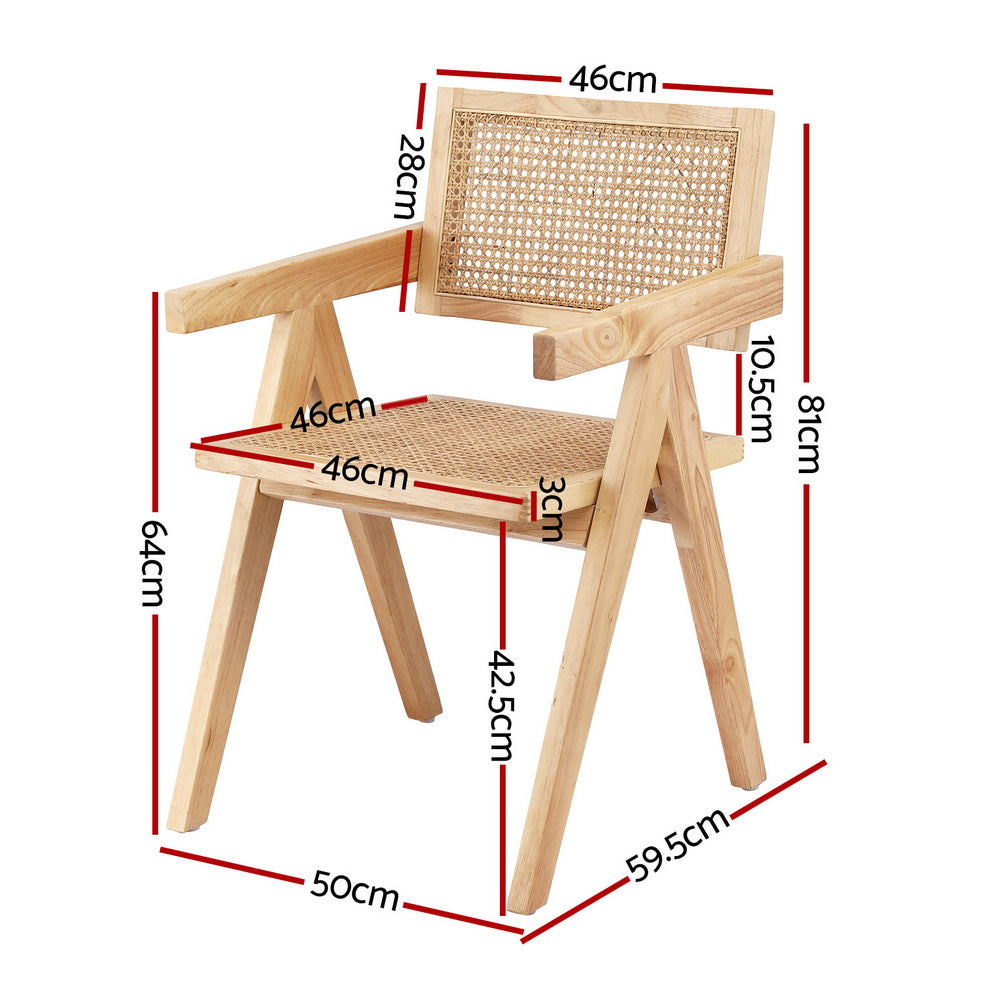 Artiss Rattan Kitchen Dining Chairs Wooden (Set of 4) Natural
