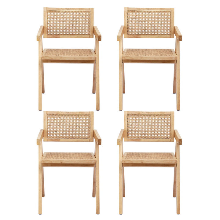 Artiss Rattan Kitchen Dining Chairs Wooden (Set of 4) Natural