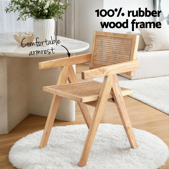 Artiss Rattan Kitchen Dining Chairs Wooden (Set of 4) Natural