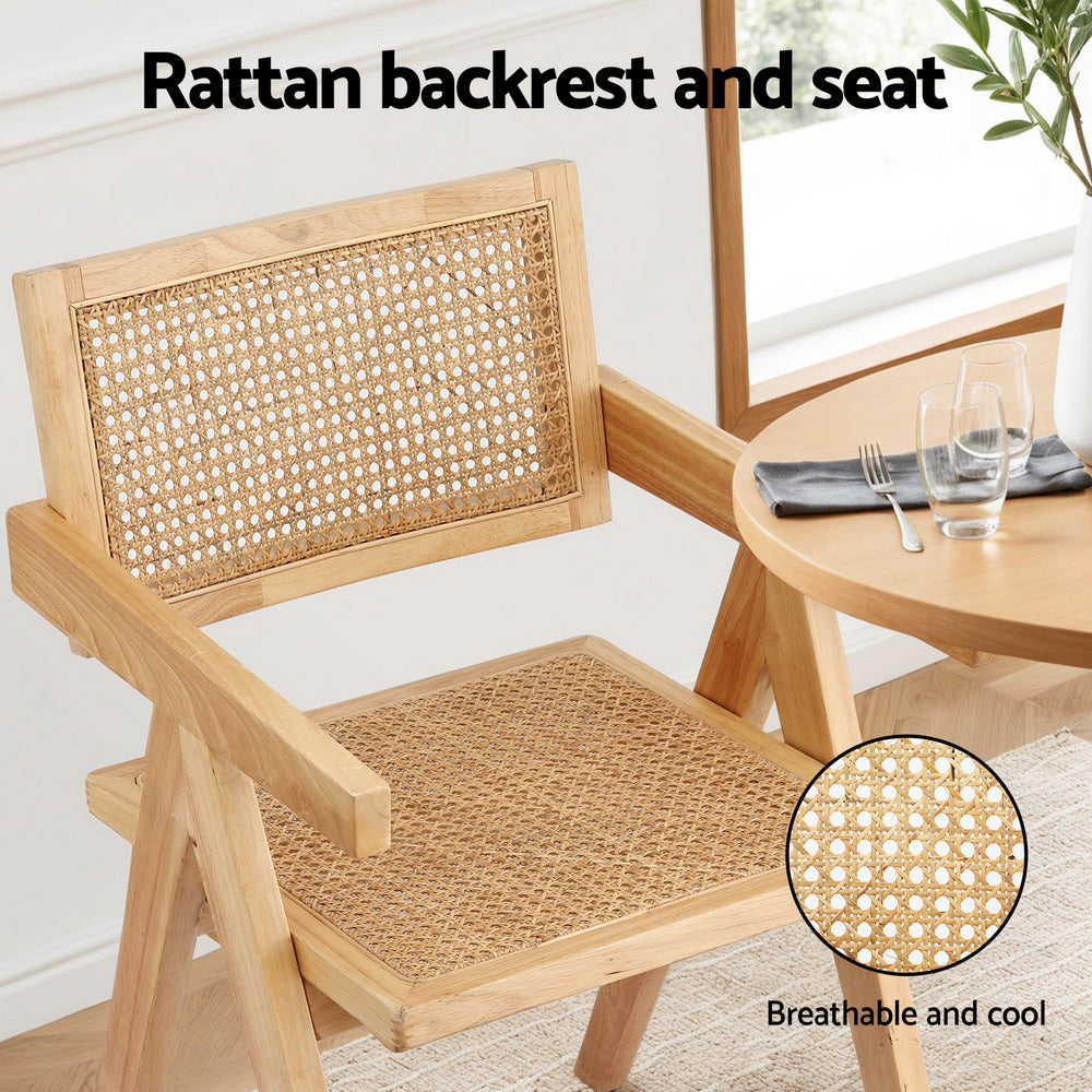 Artiss Rattan Kitchen Dining Chairs Wooden (Set of 4) Natural