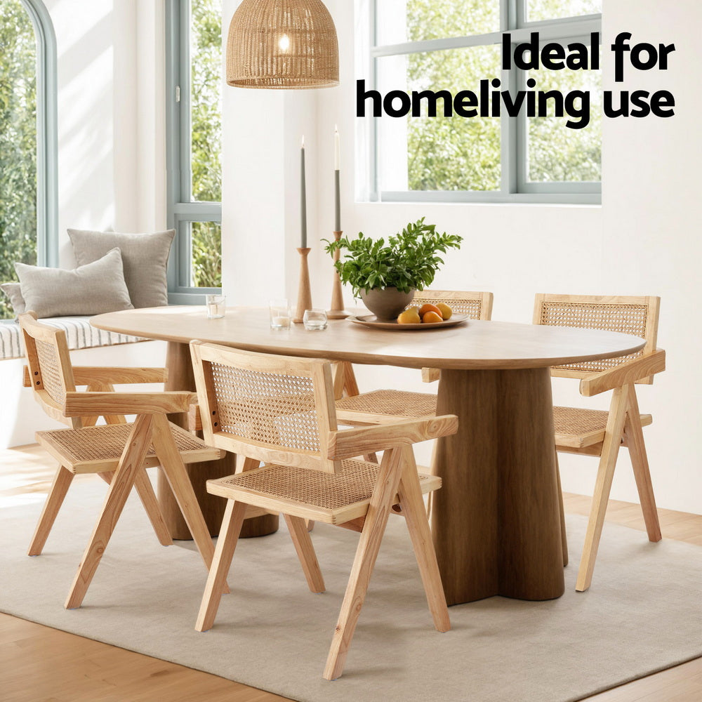 Artiss Rattan Kitchen Dining Chairs Wooden (Set of 4) Natural