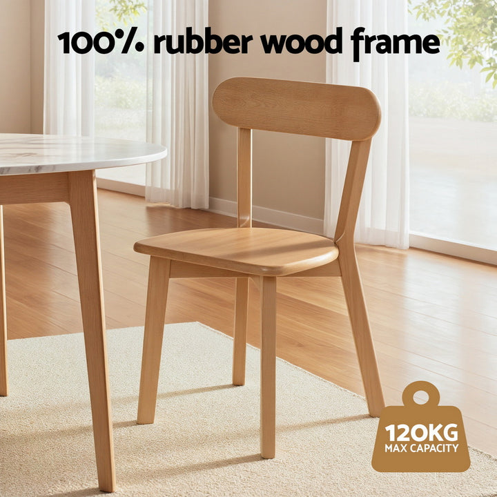 Artiss Wooden Kitchen Dining Chairs (Set of 2) Natural