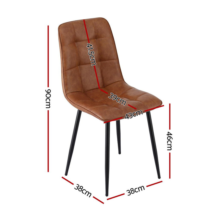 Artiss Leather Kitchen Dining Chairs Tufted (Set of 4) Tan