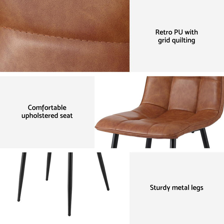 Artiss Leather Kitchen Dining Chairs Tufted (Set of 4) Tan