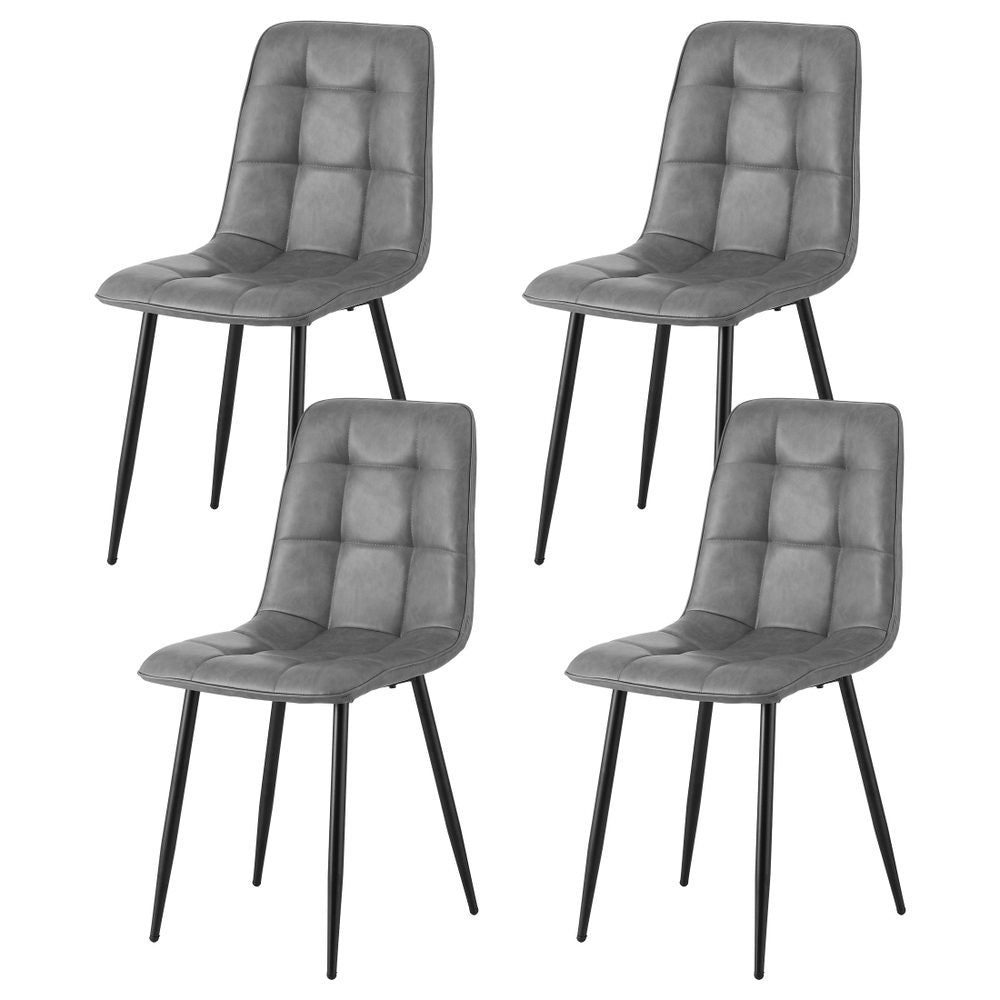 Artiss Leather Kitchen Dining Chairs Tufted (Set of 4) Grey