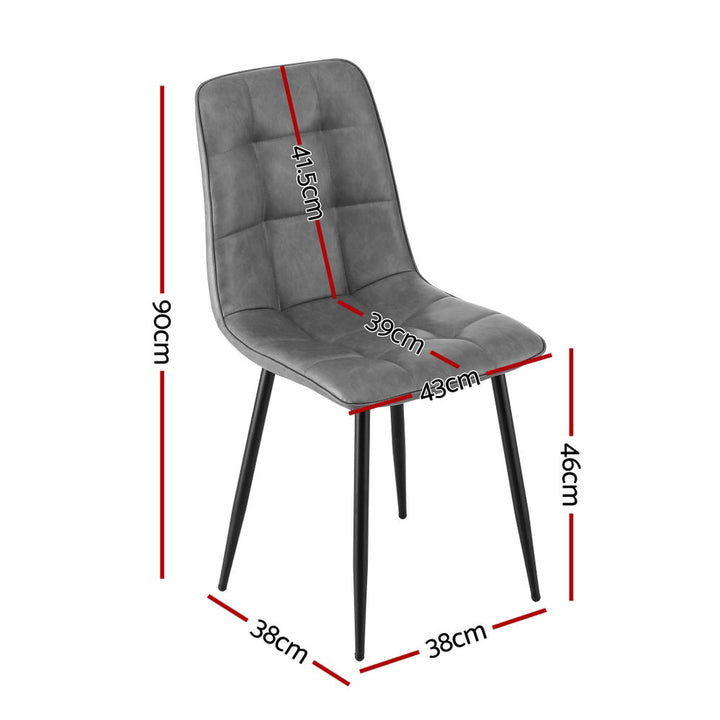 Artiss Leather Kitchen Dining Chairs Tufted (Set of 4) Grey