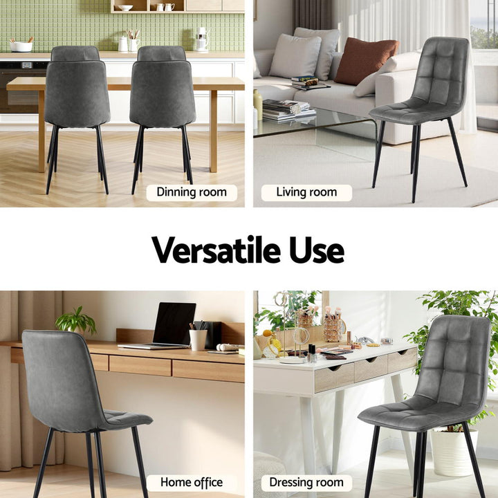 Artiss Leather Kitchen Dining Chairs Tufted (Set of 4) Grey