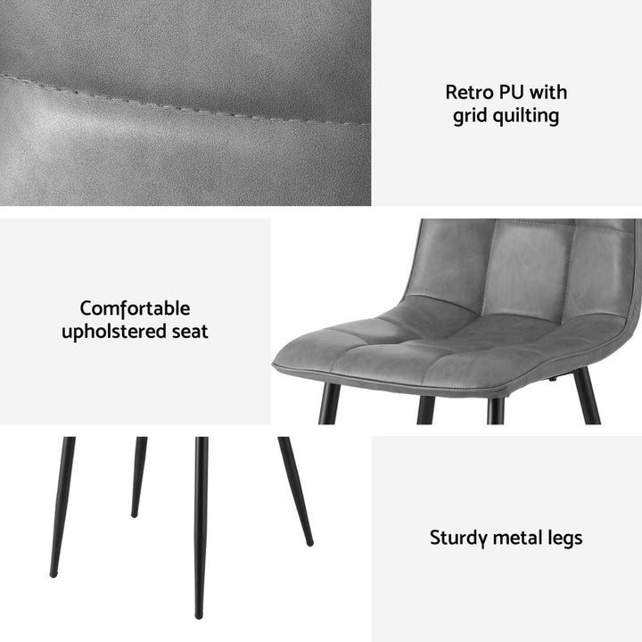 Artiss Leather Kitchen Dining Chairs Tufted (Set of 4) Grey
