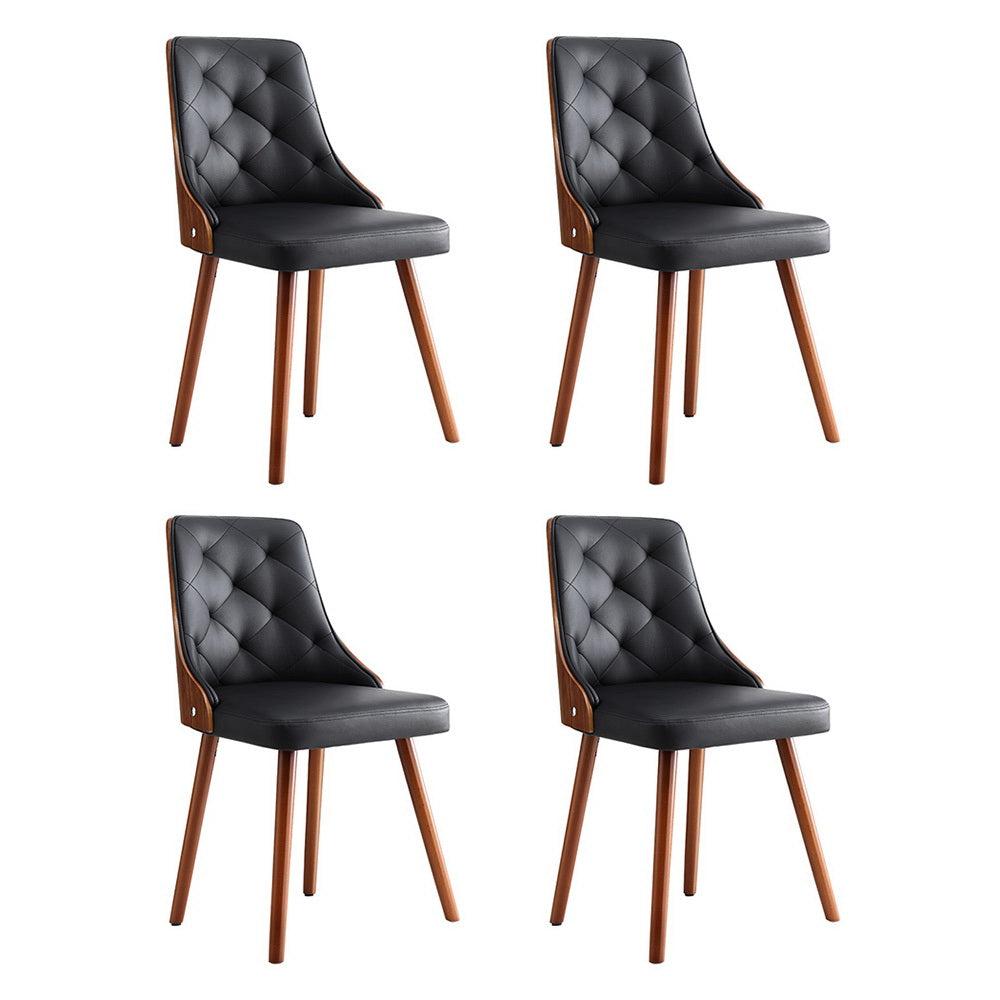 Artiss Leather Kitchen Dining Chairs Wooden (Set of 4) Black
