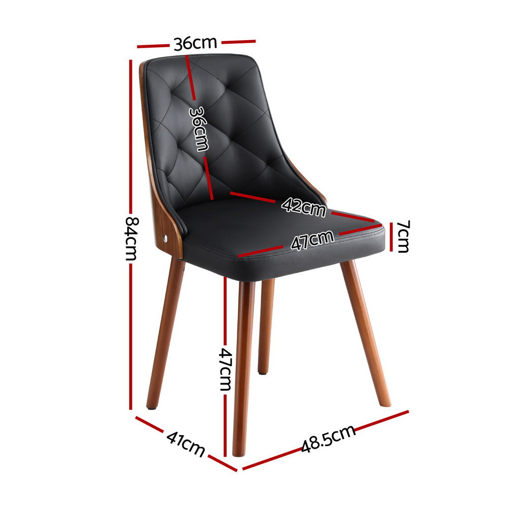 Artiss Leather Kitchen Dining Chairs Wooden (Set of 4) Black