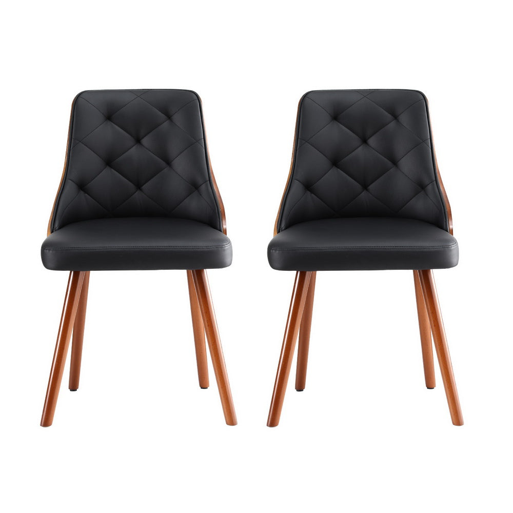 Artiss Leather Kitchen Dining Chairs Wooden (Set of 4) Black