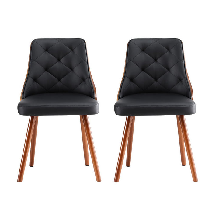 Artiss Leather Kitchen Dining Chairs Wooden (Set of 4) Black