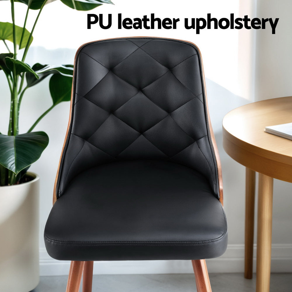 Artiss Leather Kitchen Dining Chairs Wooden (Set of 4) Black