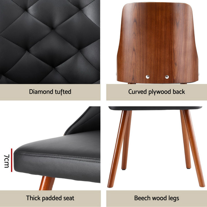 Artiss Leather Kitchen Dining Chairs Wooden (Set of 4) Black