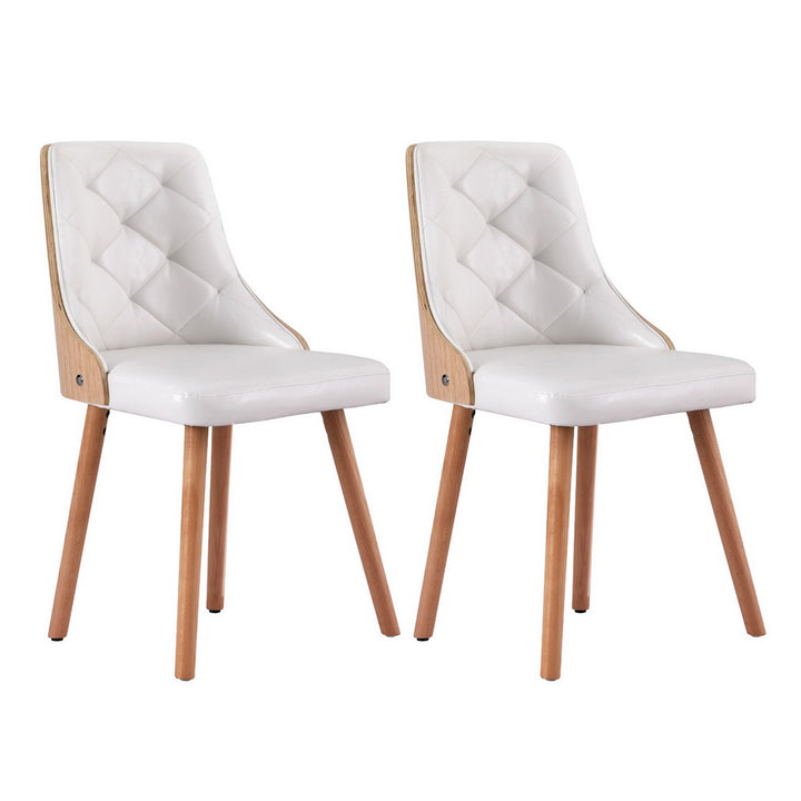 Artiss Leather Kitchen Dining Chairs Wooden (Set of 2) White