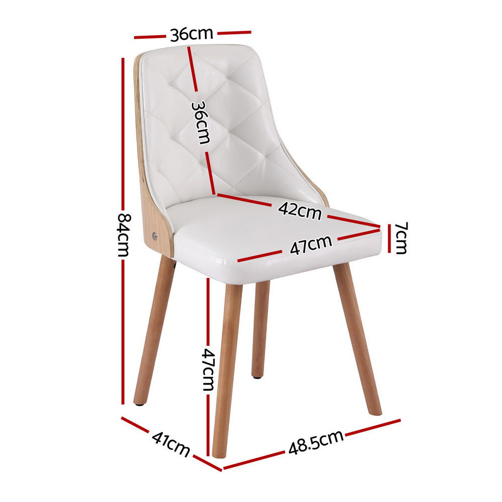 Artiss Leather Kitchen Dining Chairs Wooden (Set of 2) White